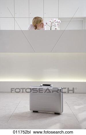 receptionist smelling flowers while briefcase is standing in the foreground View Large Photo Image Stock Image - receptionist smelling flowers while briefcase is standing in the foreground. Fotosearch