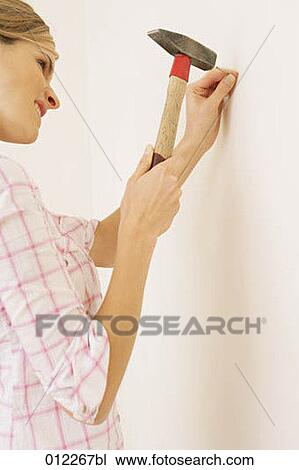 Stock Image - brown hair, brown haired, artificial light. Fotosearch