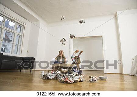 Stock Image - Yashoda, blond hair, artificial light, apartment, 7-9 years. Fotosearch