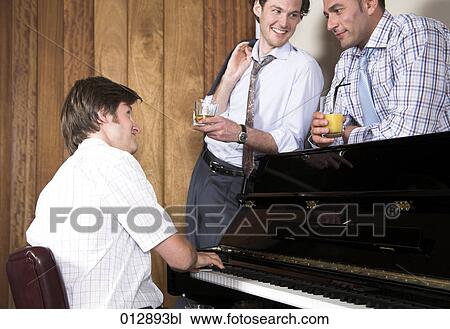 three friends enjoying some music View Large Photo Image Stock Image - three friends enjoying some music. Fotosearch