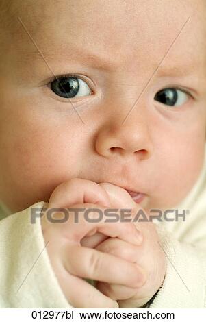 Stock Image - blue eyed, Vladimir Godnik, baby, babies, artificial light, 6-12 months. Fotosearch
