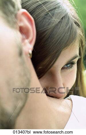 close-up of young woman leaning on neck of her friend View Large Photo Image Stock Image - close-up of young woman leaning on neck of her friend. Fotosearch
