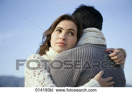 portrait of pensive young woman leaning on man´s shoulder View Large Photo Image Stock Image - portrait of pensive young woman leaning on man´s shoulder. Fotosearch