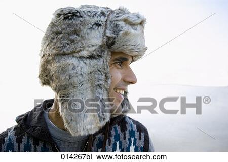 profile os smiling man wearing fur hat View Large Photo Image Stock Image - profile os smiling man wearing fur hat. Fotosearch