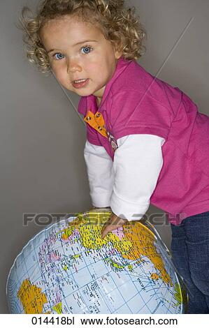 little girl with inflatable globe looking at camera View Large Photo Image Stock Image - little girl with inflatable globe looking at camera. Fotosearch