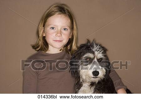 portrait of girl and her pet dog View Large Photo Image Stock Image - portrait of girl and her pet dog. Fotosearch