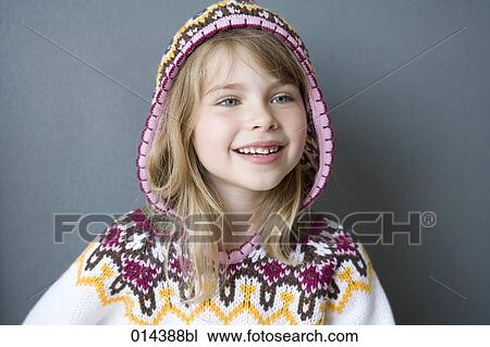 portrait of little girl in jumper with hood View Large Photo Image Stock Image - portrait of little girl in jumper with hood. Fotosearch