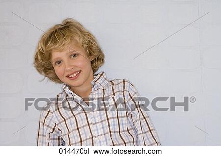 portrait of smiling blonde boy in shirt View Large Photo Image Stock Image - portrait of smiling blonde boy in shirt. Fotosearch