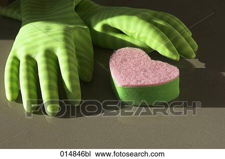 still life of rubber gloves and sponge in shape of heart View Large Photo Image Stock Image - still life of rubber gloves and sponge in shape of heart. Fotosearch