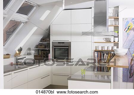 view into modern kitchen View Large Photo Image Stock Image - view into modern kitchen. Fotosearch