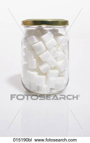 玻璃罐子 充滿 由于 食糖立方種類最齊全的圖像 bl Fotosearch