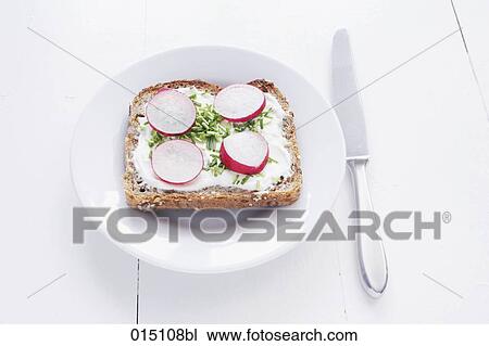 sandwich with cream cheese radishes and chives View Large Photo Image Stock Image - sandwich with cream cheese radishes and chives. Fotosearch