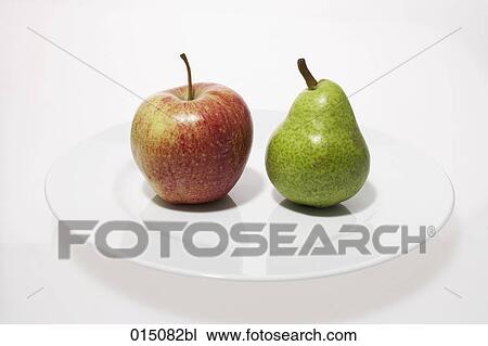still life of apple and pear on plate View Large Photo Image Stock Image - still life of apple and pear on plate. Fotosearch