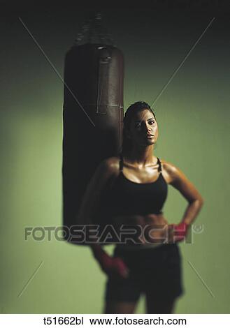 Boxer's woman portrait View Large Photo Image Stock Image - Boxer's woman portrait. Fotosearch