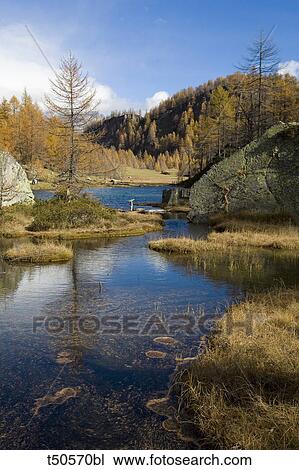 Stock Image - Italy, Piedmont, Verbano Cusio Ossola. Devero Alp in autuum. Fotosearch