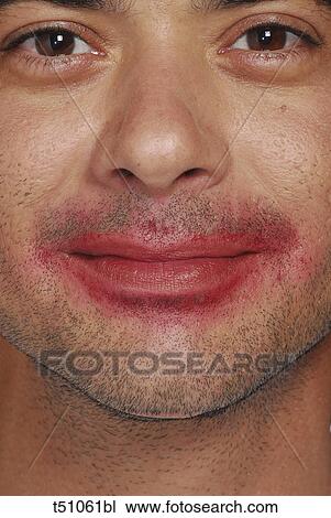 Man with lipstick around lips View Large Photo Image Stock Image - Man with lipstick around lips. Fotosearch