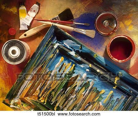 Paintbrushes and painting View Large Photo Image Stock Image - Paintbrushes and painting. Fotosearch