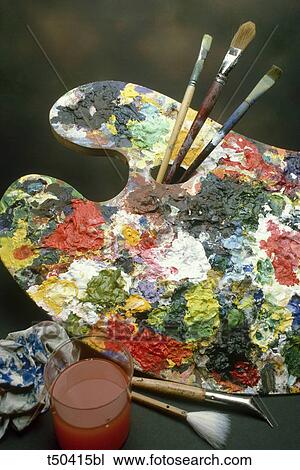 Painter's palette and brushes View Large Photo Image Stock Image - Painter's palette and brushes. Fotosearch