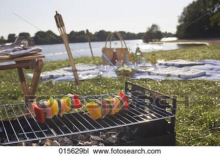 still life of barbecue with different shashlik on charcoal grill View Large Photo Image Stock Image - still life of barbecue with different shashlik on charcoal grill. Fotosearch