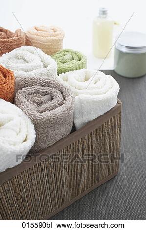 still life of different towels in basket View Large Photo Image Stock Image - still life of different towels in basket. Fotosearch