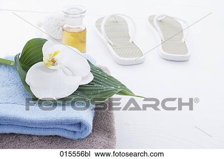 still life of orchid towels and flip flops View Large Photo Image Stock Image - still life of orchid towels and flip flops. Fotosearch
