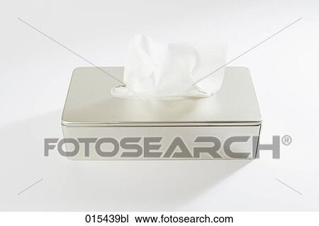 Stock Image - still life of tissue in silver box. Fotosearch