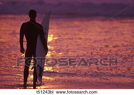 Surfing, Man watching ocean sunset, San Diego, California, USA View Large Photo Image Stock Image - Surfing, Man watching ocean sunset, San Diego, California, USA. Fotosearch