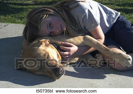 Teenager girl with dog View Large Photo Image Stock Image - Teenager girl with dog. Fotosearch