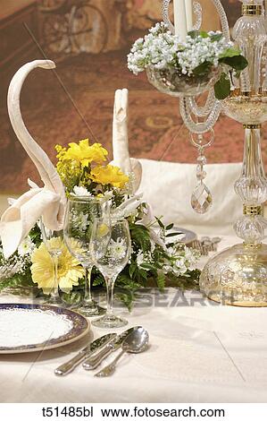 Wedding table setting View Large Photo Image Stock Image - Wedding table setting. Fotosearch