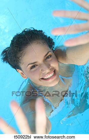 Woman in swimming pool View Large Photo Image Stock Image - Woman in swimming pool. Fotosearch