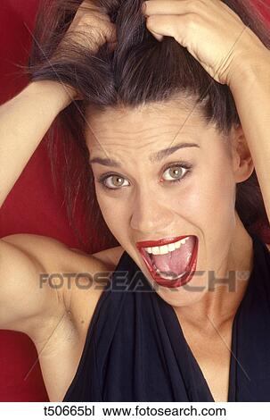 Woman screaming View Large Photo Image Stock Image - Woman screaming. Fotosearch