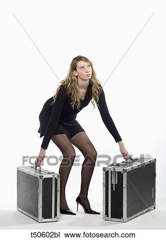 Woman with luggages View Large Photo Image Stock Image - Woman with luggages. Fotosearch
