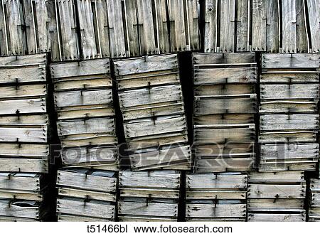 Stock Image - Wooden boxes. Fotosearch