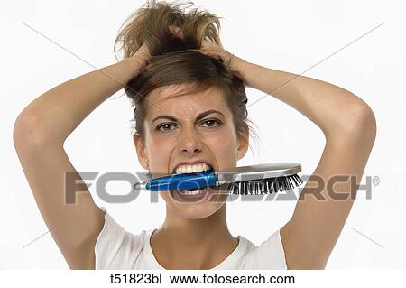 Angry woman haircare View Large Photo Image Stock Image - Angry woman haircare . Fotosearch