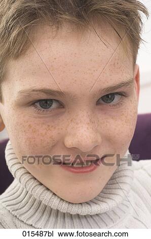 headshot of freckled young boy looking at camera View Large Photo Image Stock Image - headshot of freckled young boy looking at camera. Fotosearch