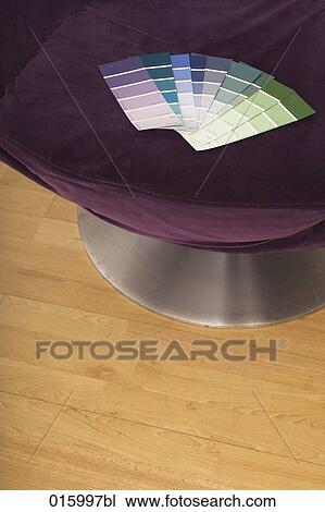 high angle view of colour charts on purple arm chair View Large Photo Image Stock Image - high angle view of colour charts on purple arm chair. Fotosearch