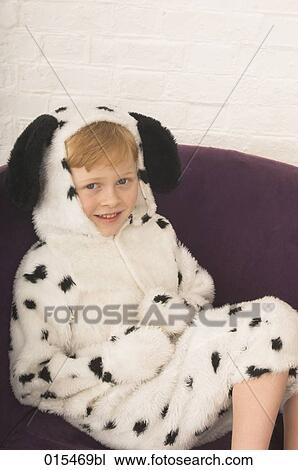 portrait of little boy in dalmatian dog costume sitting in purple arm chair View Large Photo Image Stock Image - portrait of little boy in dalmatian dog costume sitting in purple arm chair. Fotosearch