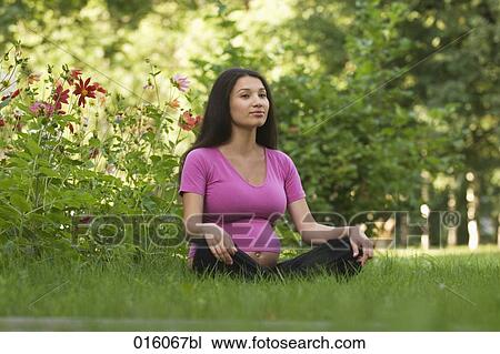 portrait of pregnant young woman sitting on meadow in park View Large Photo Image Stock Image - portrait of pregnant young woman sitting on meadow in park. Fotosearch