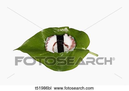 Stock Image - Sushi on leaf . Fotosearch