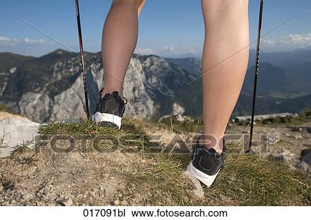 close-up of nordic walker standing on mountain View Large Photo Image Stock Image - close-up of nordic walker standing on mountain. Fotosearch
