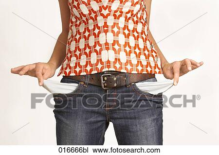 detail of young woman showing her empty pockets View Large Photo Image Stock Image - detail of young woman showing her empty pockets. Fotosearch