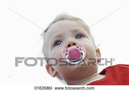 low angle portrait of baby with pacifier View Large Photo Image Stock Image - low angle portrait of baby with pacifier. Fotosearch