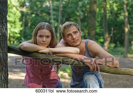 Stock Image - portrait of young couple outdoors. Fotosearch