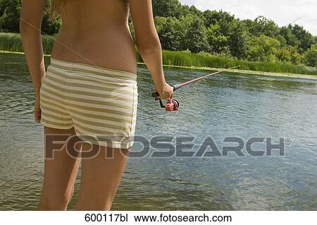 rear view of teenage girl fishing in lake View Large Photo Image Stock Image - rear view of teenage girl fishing in lake. Fotosearch