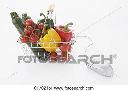 still life of computer mouse and vegetables in shopping basket View Large Photo Image Stock Image - still life of computer mouse and vegetables in shopping basket. Fotosearch