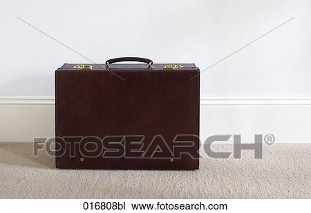 Stock Image - still life of single black briefcase. Fotosearch