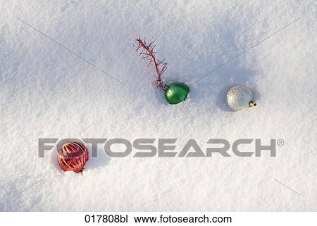 baubles lying in snow View Large Photo Image Stock Image - baubles lying in snow. Fotosearch