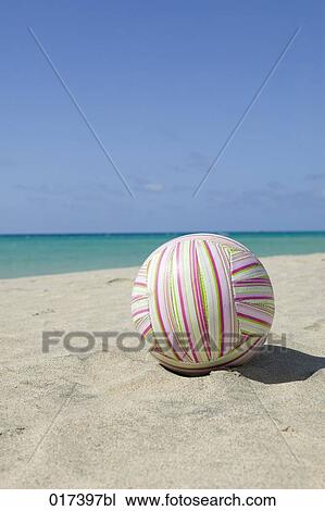 still life of ball lying on sandy beach View Large Photo Image Stock Image - still life of ball lying on sandy beach. Fotosearch