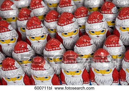 still life of chocolate santa clauses View Large Photo Image Stock Image - still life of chocolate santa clauses. Fotosearch