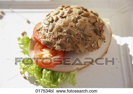 Stock Image - still life of wholemeal sandwich. Fotosearch